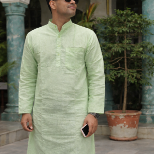 Men's Light Pistachio Green Khadi Cotton Kurta